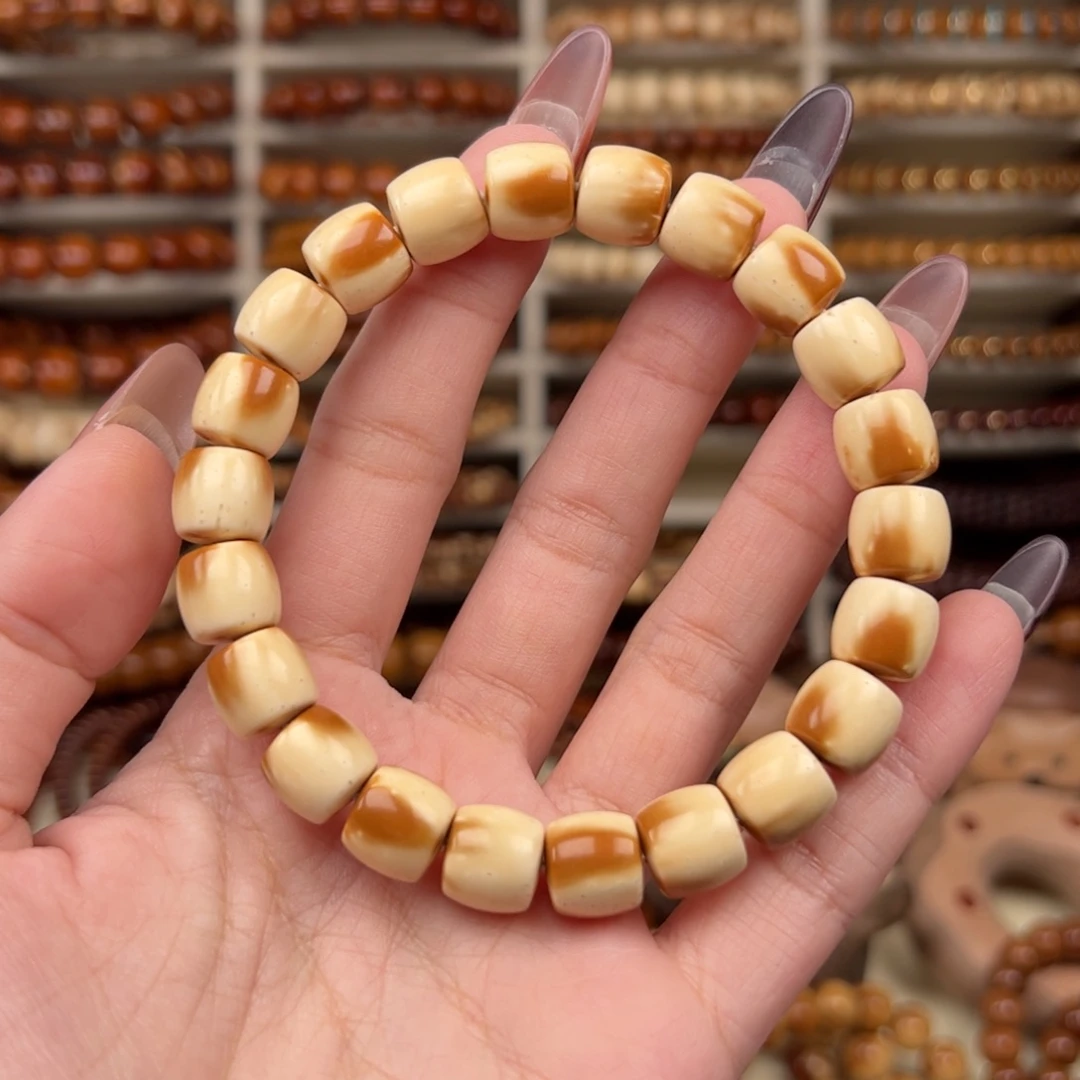 斑***️紫金鼠手串花皮三花实心10单圈