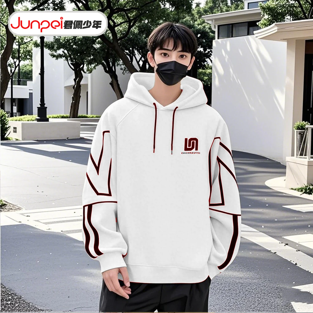 大童连帽卫衣青少年上衣男生简约帅气穿搭儿童长袖男童春装百搭