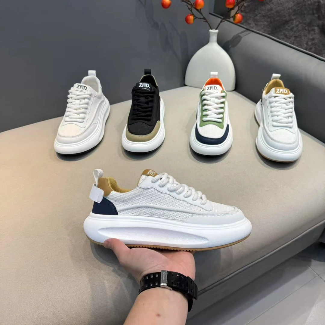 透气增高时尚休闲鞋男士潮流百搭简约个性拼色运动鞋  zmd6030