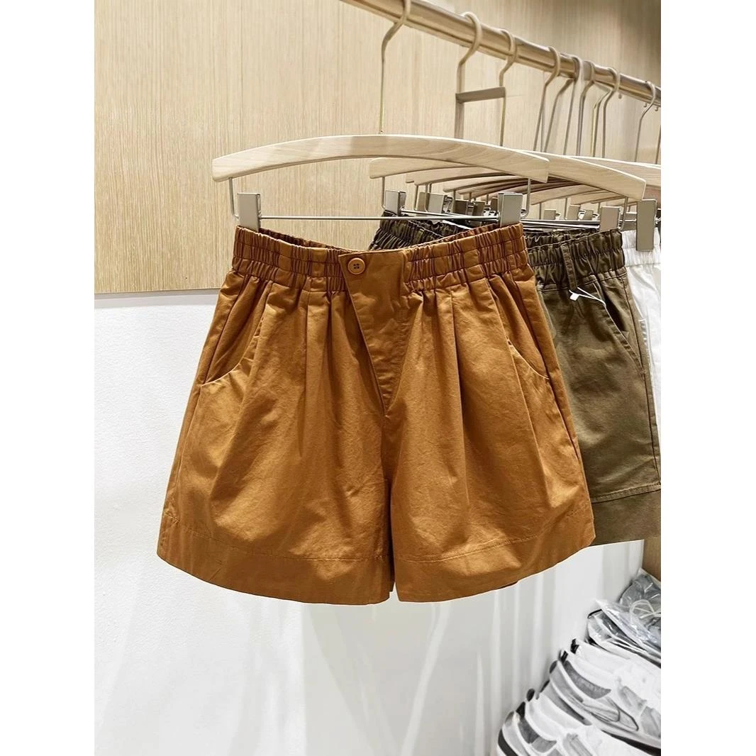 纯棉短裤女夏季外穿宽松显瘦遮肉阔腿裤高腰a字休闲百搭热裤ins潮