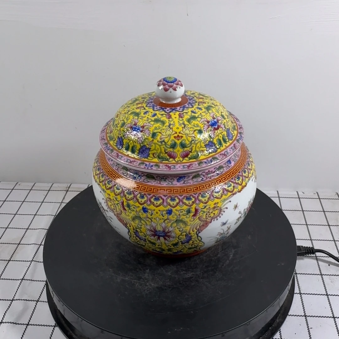 波***罐粉彩花卉纹陶瓷罐