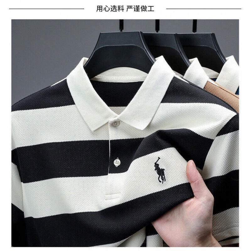 夏季新款男士短袖t恤休闲高档翻领POLO衫刺绣薄款半袖男