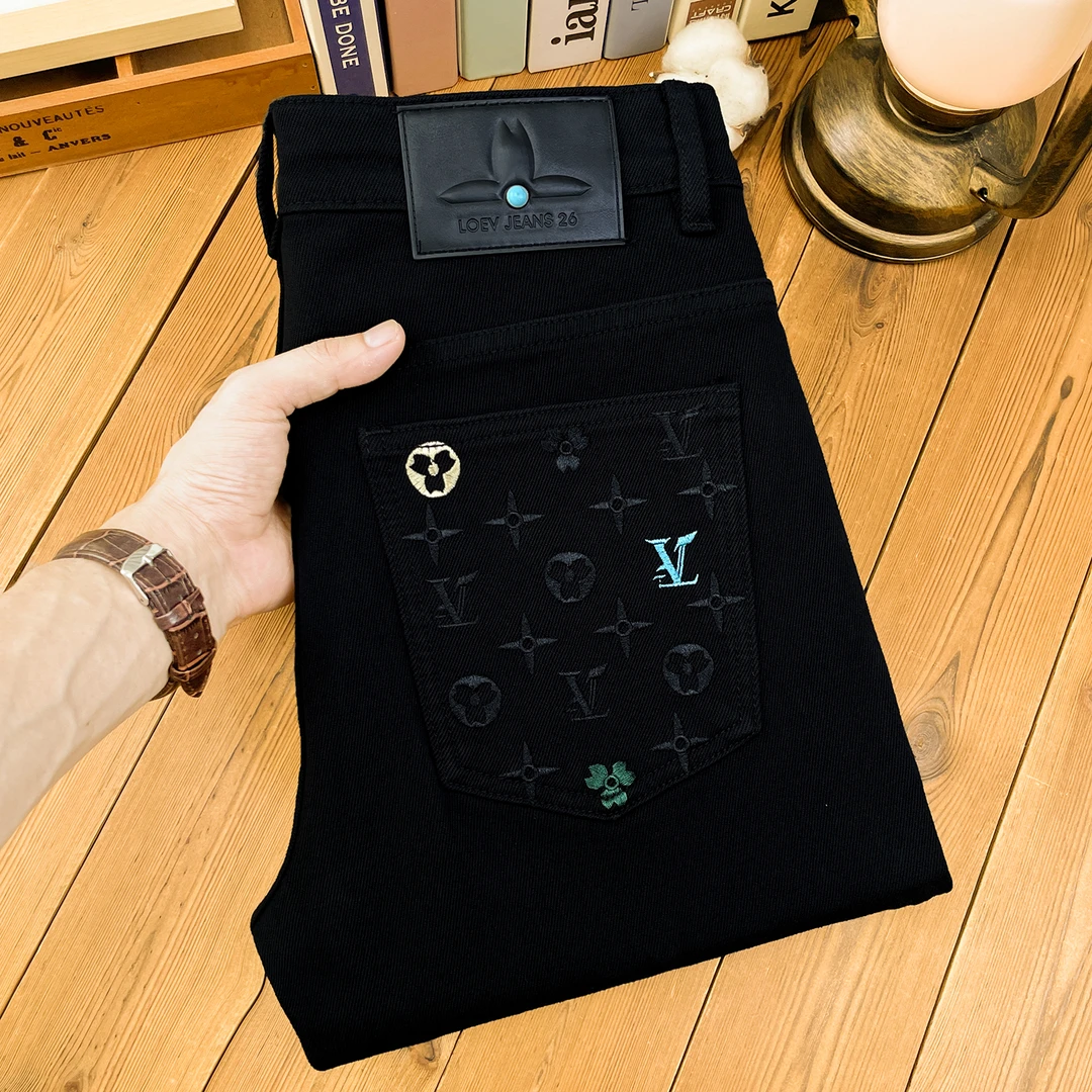 法帝卡尔克秋冬高端刺绣牛仔裤男潮牌不掉色修身百搭弹力休闲长裤