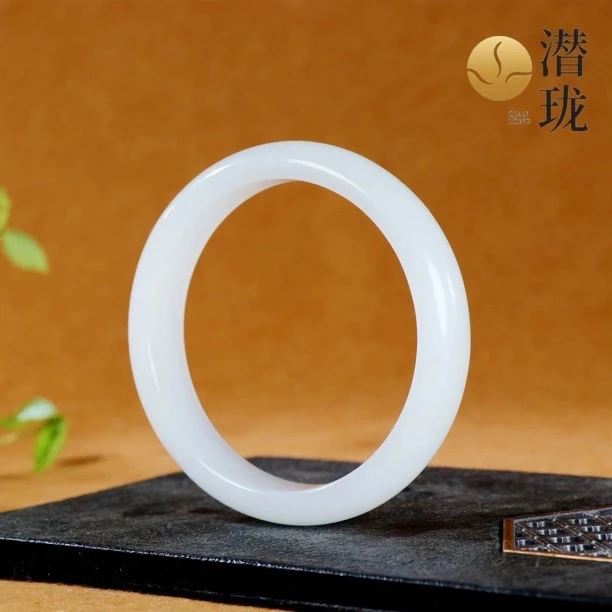 【潜珑珺】XY-6505新疆金丝玉白月光高油高糯手镯女士百搭