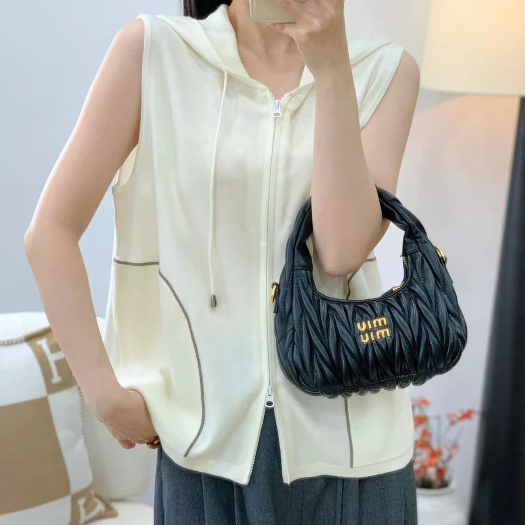 连帽薄款马甲针织小众常规款百搭马夹无袖开衫3996