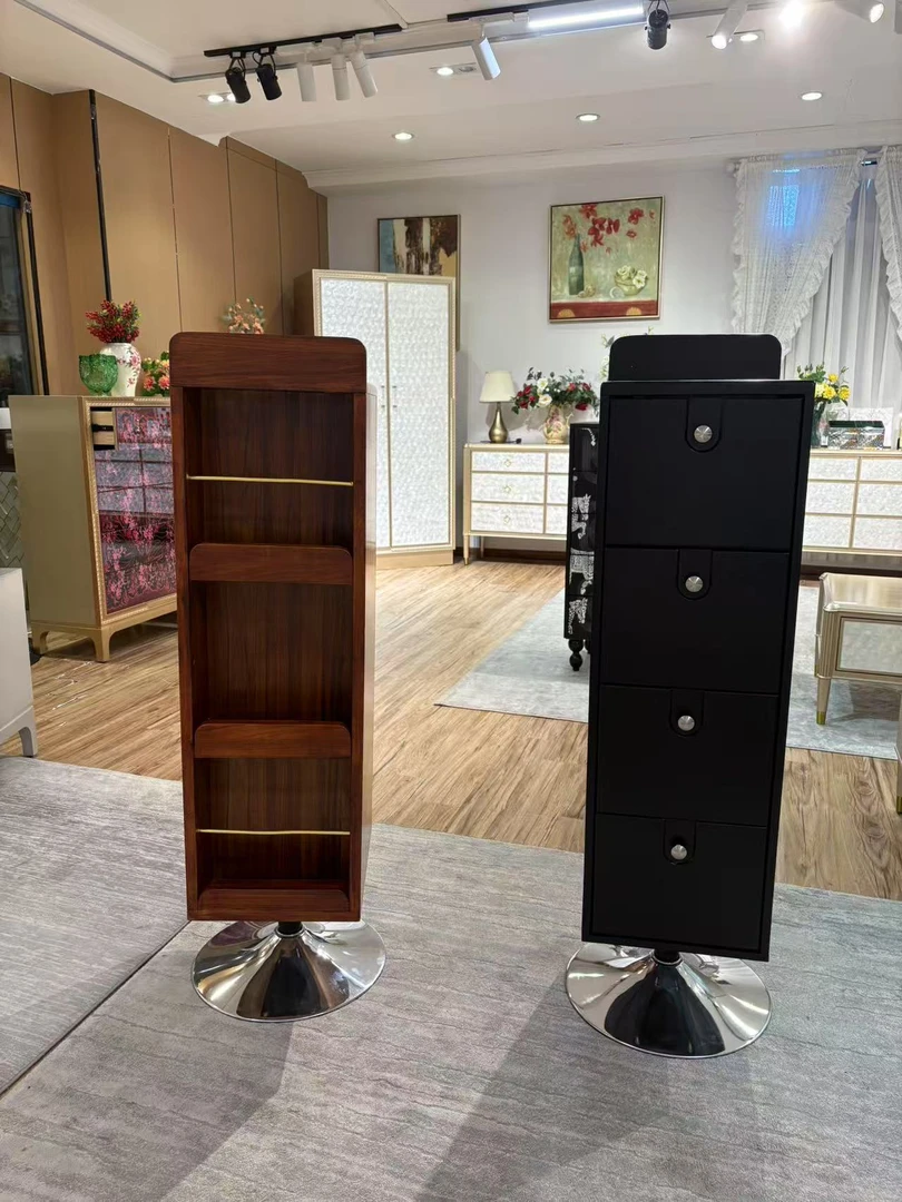 【旋转墨菲特书柜】樱桃木色置物柜储物展示客厅书柜杂志架角柜