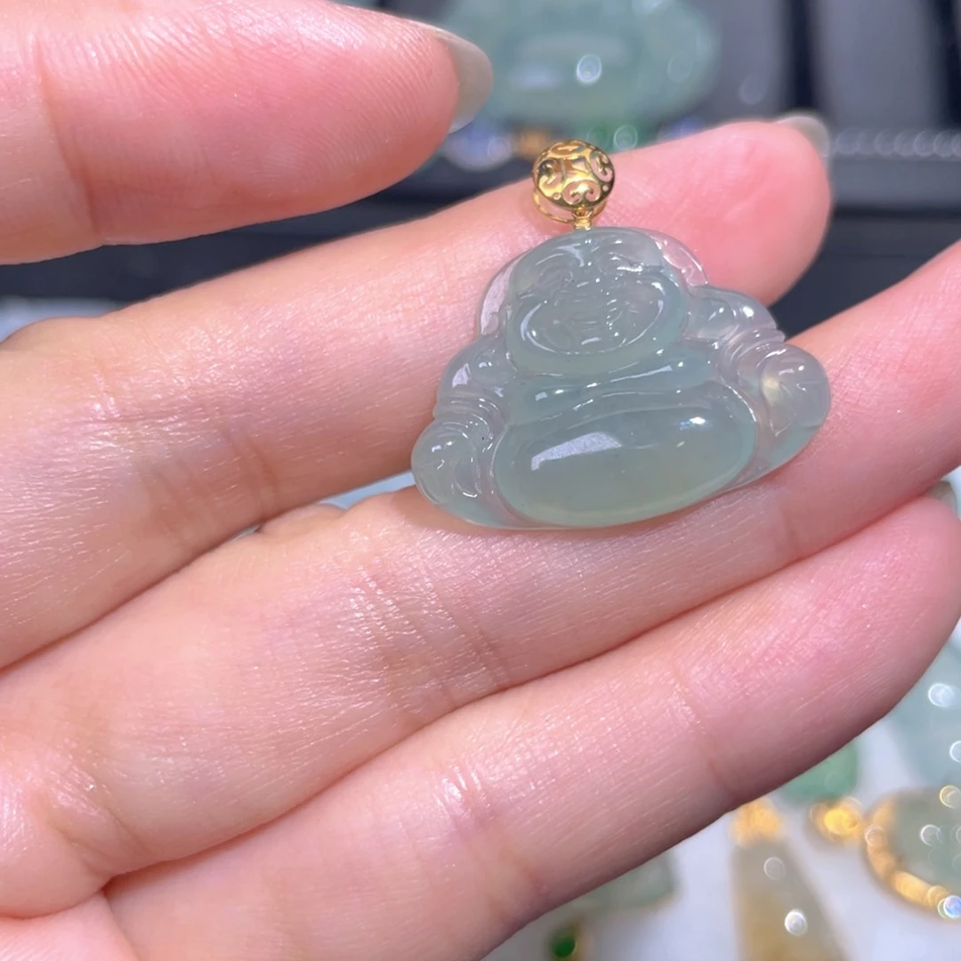 颈饰18K金镶嵌翡翠翡翠
