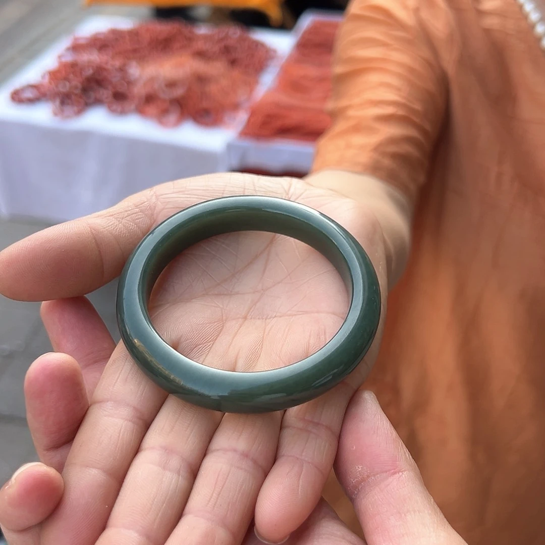 和田玉手镯未镶嵌老坑种新疆和田玉且末蓝手镯