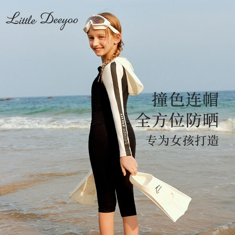 UPF500+女童泳衣2025夏季新款分体长袖防晒速干儿童冲浪服泳装
