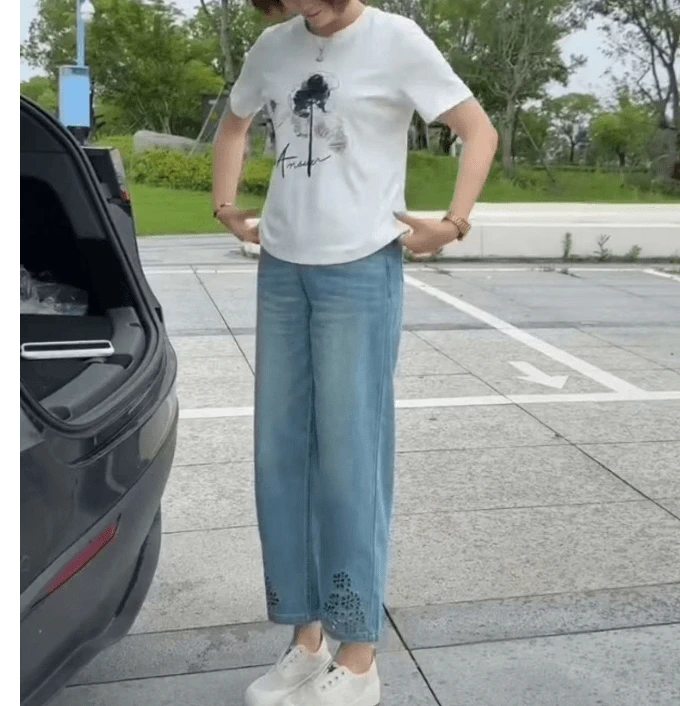 夏季新款显瘦百搭窄版直筒裤子休闲气质上衣女装