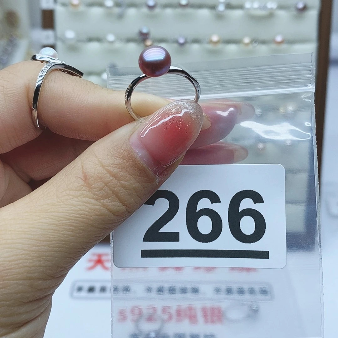 淡水珍珠戒指银S925镶嵌金**儿266