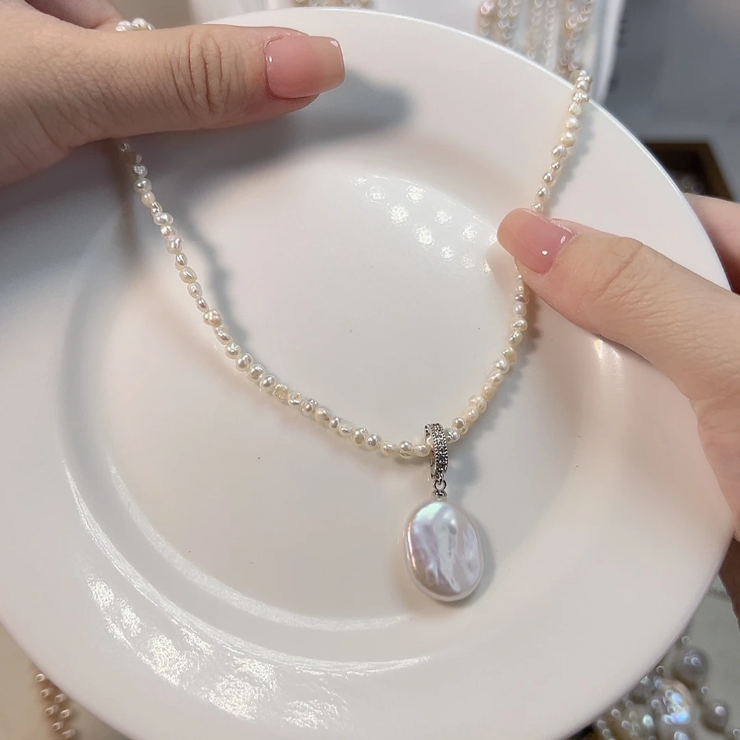 银S925镶嵌天然淡水珍珠设计款淡水珍珠
