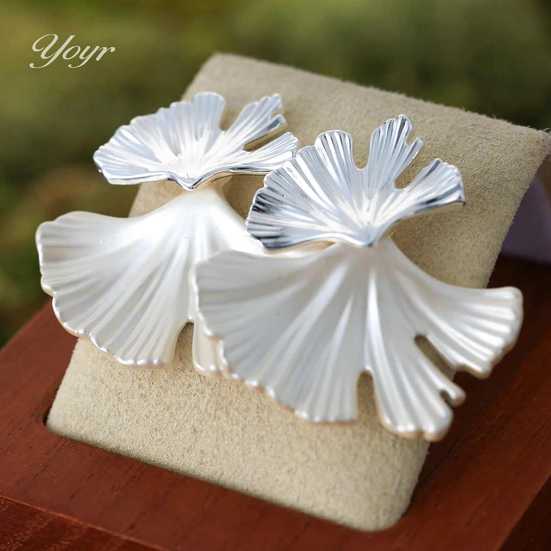 YOYR 黄铜耳饰 【子贤专属】银杏双层 个性设计款小众