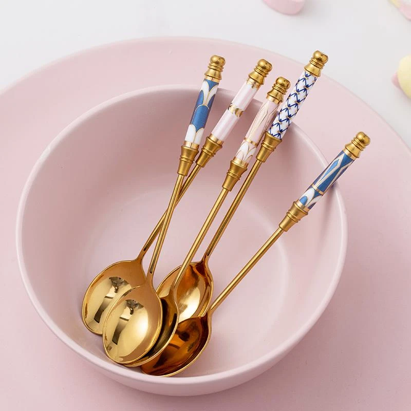 米立风物英式下午茶勺子精致咖啡匙小调羹长柄搅拌勺甜品勺牛奶勺