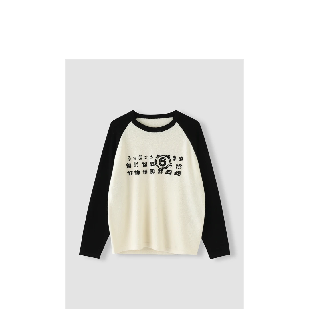 小众系列撞色剪裁显瘦百搭长袖针织衫 HXNK009X