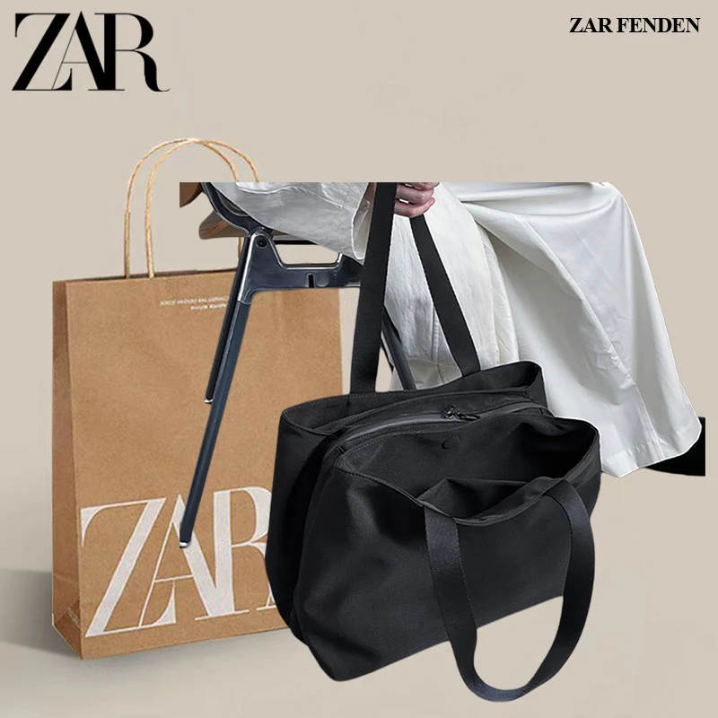 ZAR FENDEN怒荐!日本尼龙布通勤托特包女大容量多隔层电脑妈咪包