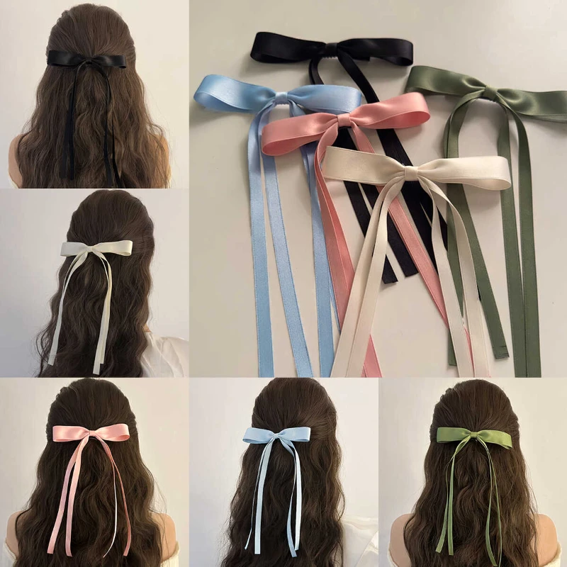 日韩系丝带绑发蝴蝶结飘带发夹女甜美可爱鸭嘴夹简约百搭网红发饰