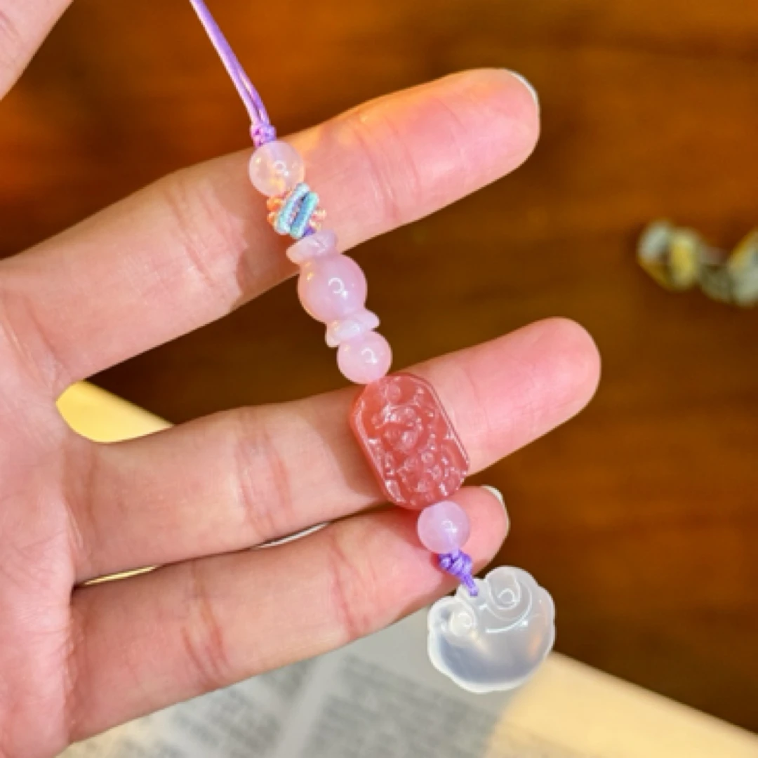玉如意平安牌玉石手机挂