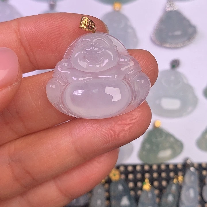 翡翠18K金镶嵌颈饰缅甸翡翠A货