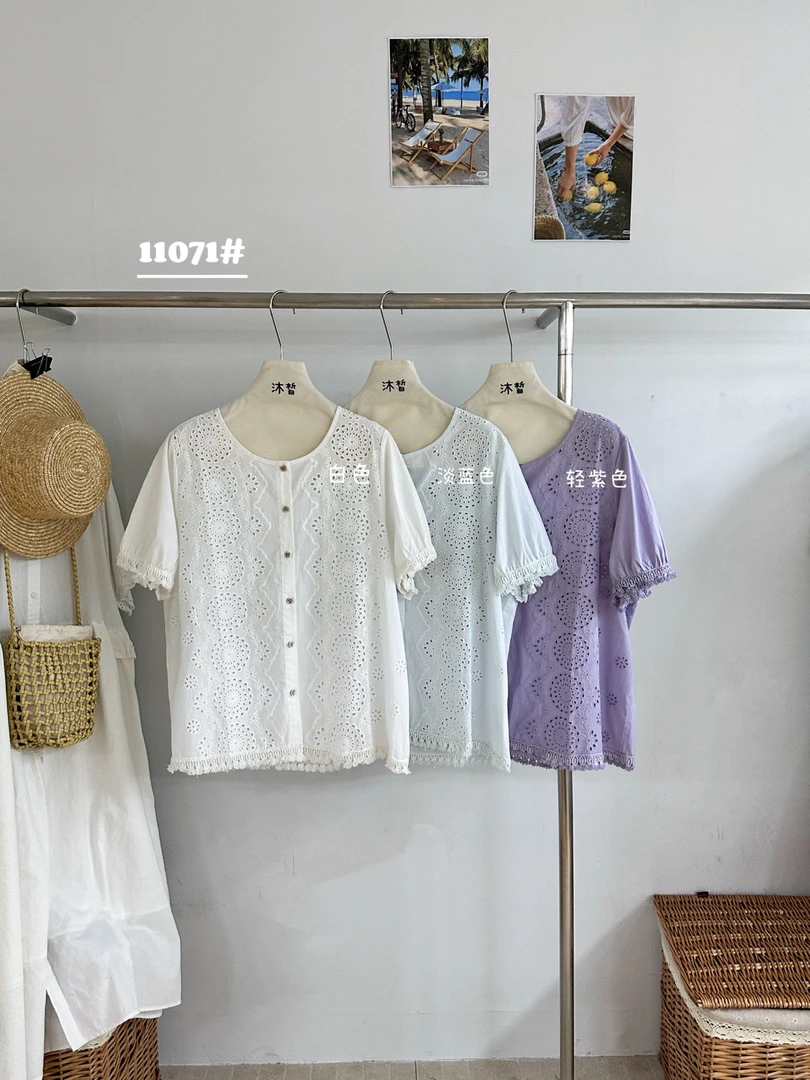 叨叨推荐款 MX#11071#蕾丝刺绣衬衣  FL