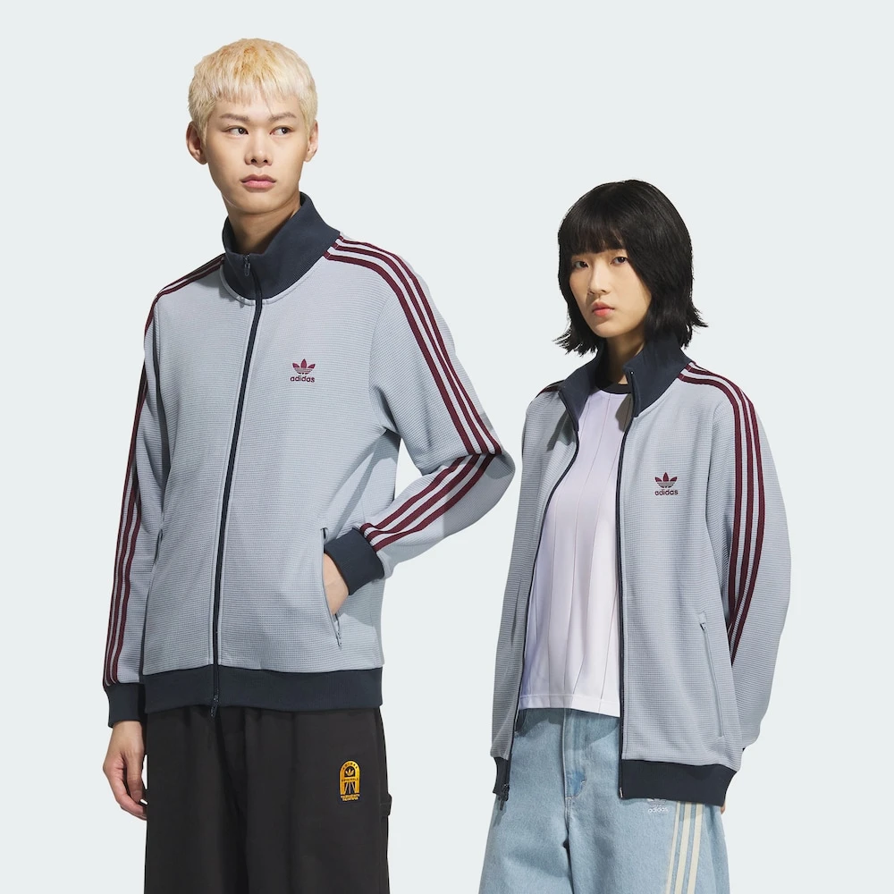 adidas三叶草欧若风时尚百搭复古华夫格运动夹克外套KB8953