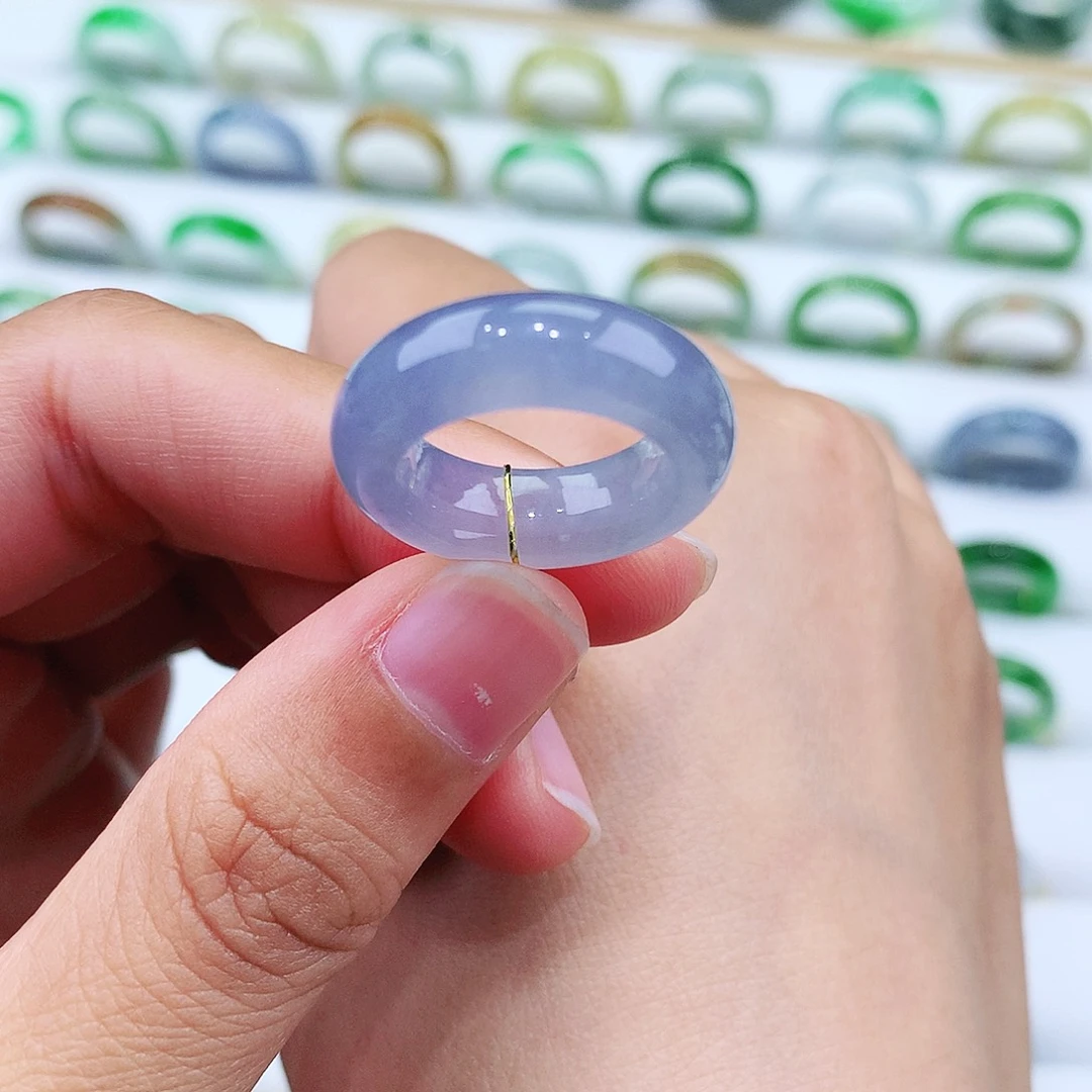 翡翠戒指未镶嵌6号冰润紫罗兰