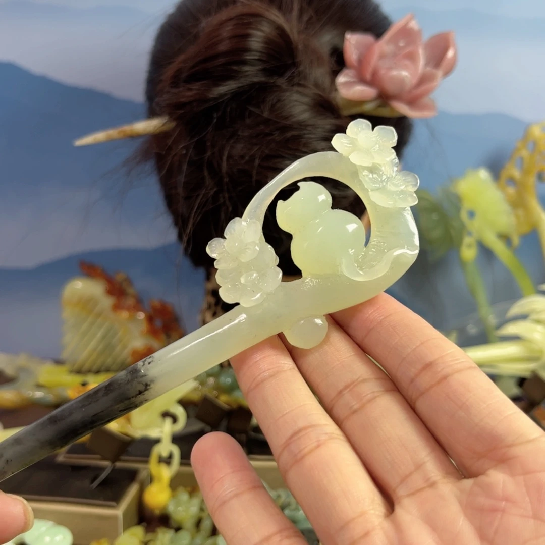 蛇纹石玉发饰合金