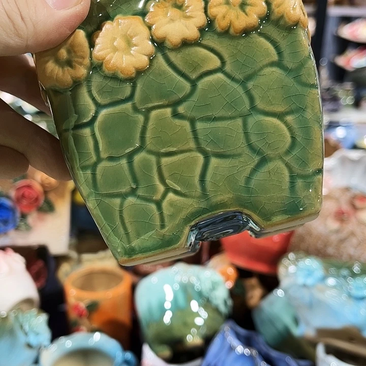 瓷片花盆多肉植物艺术品