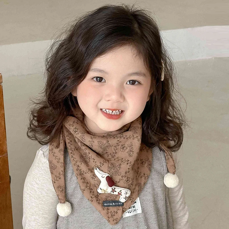 宝宝围巾秋冬季男女童卡通防风三角巾卡通韩版婴幼儿围脖防风保暖