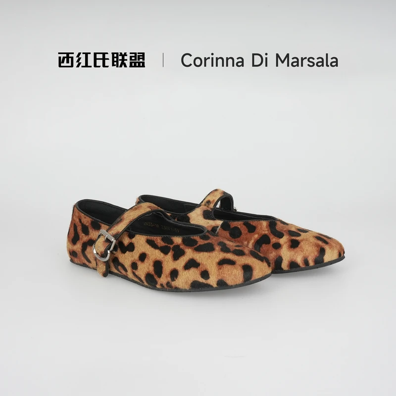 【西红氏联盟】豹纹平底软底玛丽珍鞋跟高1cm半码拍大X22B012433-18
