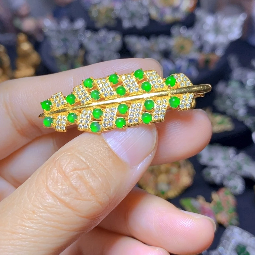 翡翠银S925镶嵌吊坠(不含链)天然资源