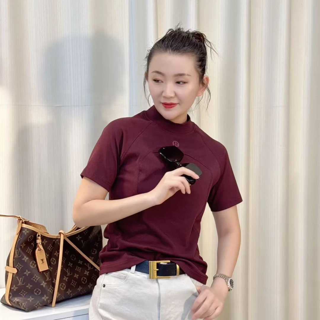 【二婷衣橱】25年新款半高领百搭休闲洋气显瘦不挑人短袖T恤5808