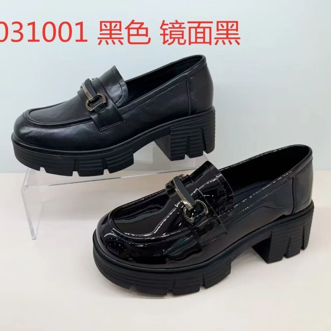 香香莉31001休闲风英伦薄款夏季搭扣粗跟乐福鞋浅口深口纯色秋季