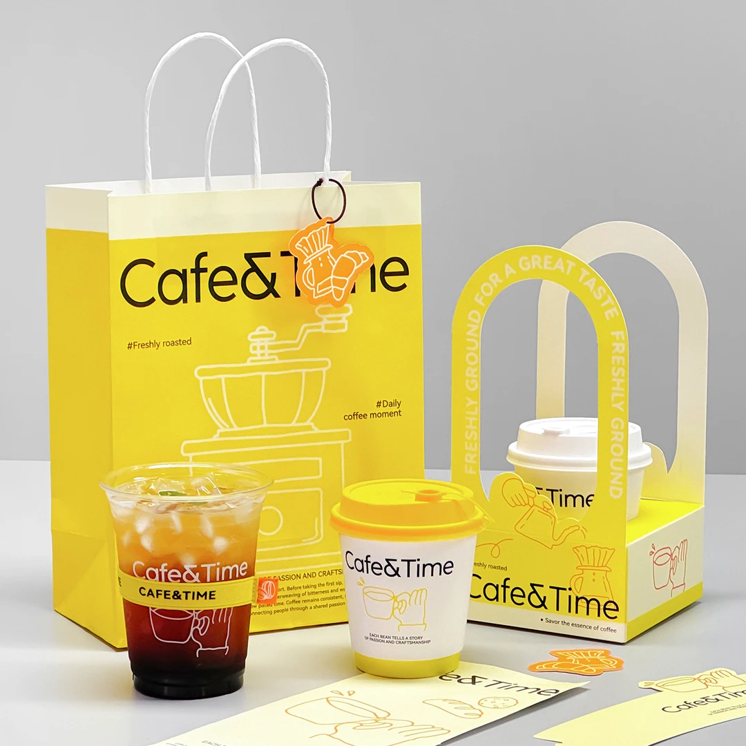一次性咖啡杯手提杯托奶茶纸杯卡片外卖单杯杯提创意个性外带打包