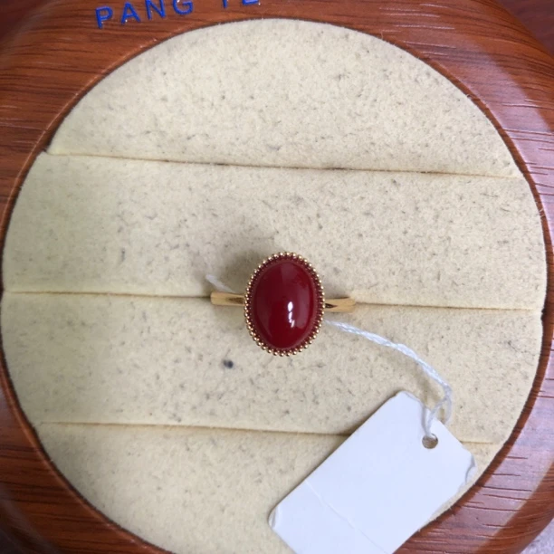 天然珊瑚日料阿卡牛血戒指
