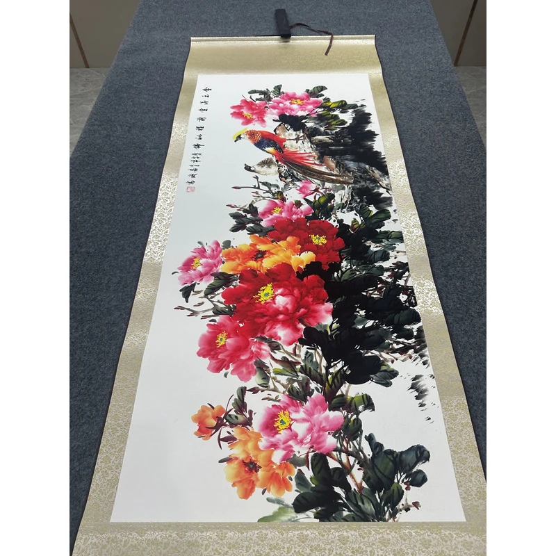 精装180*70 横幅 《金玉满堂》数字高清微喷卷轴画