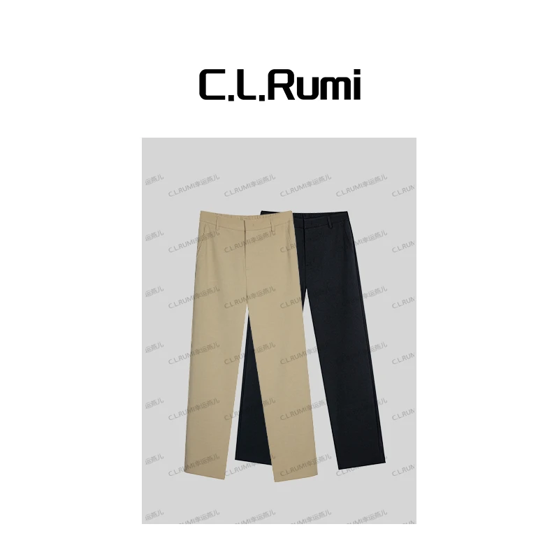 【Rumi小店】“冰氧弹力西裤” 夏季显瘦直筒百搭休闲裤西裤4948kz