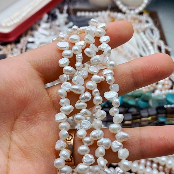 未镶嵌玛瑙/玉髓珠宝半成品一条二八孔花瓣珍珠半成品