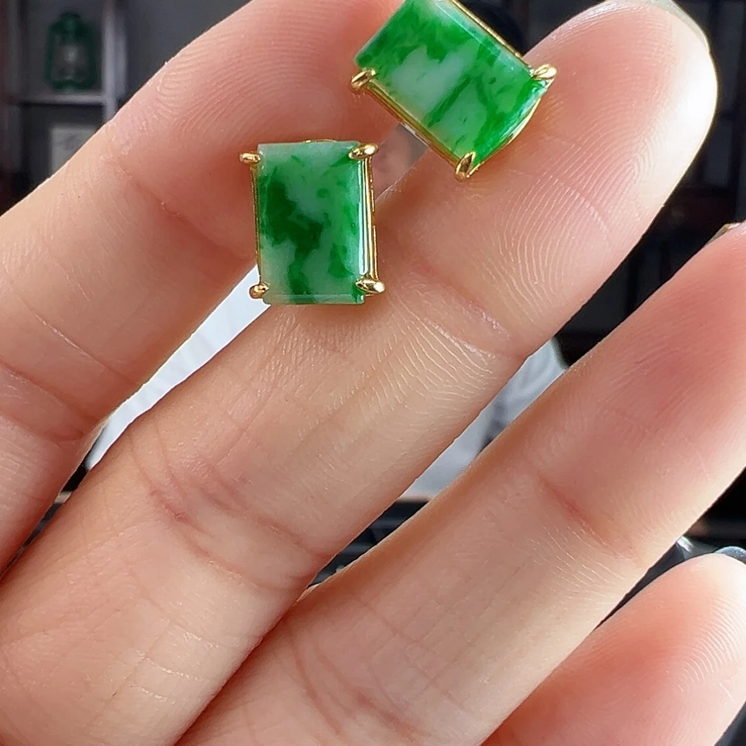 翡翠银S925镶嵌耳饰耳环37