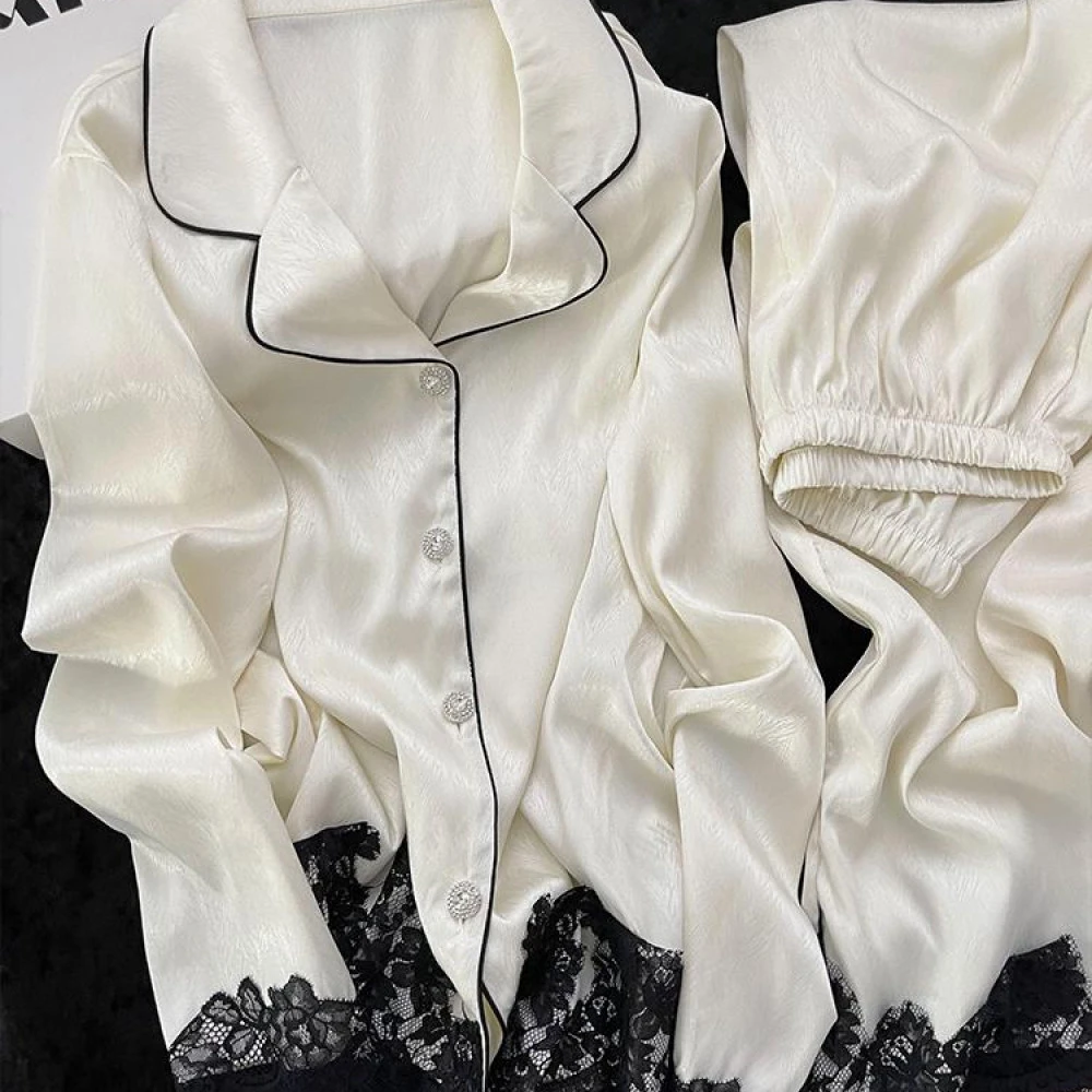 睡衣女春秋2025女款春夏季冰丝长袖长裤洋气爆款甜美家居服套装