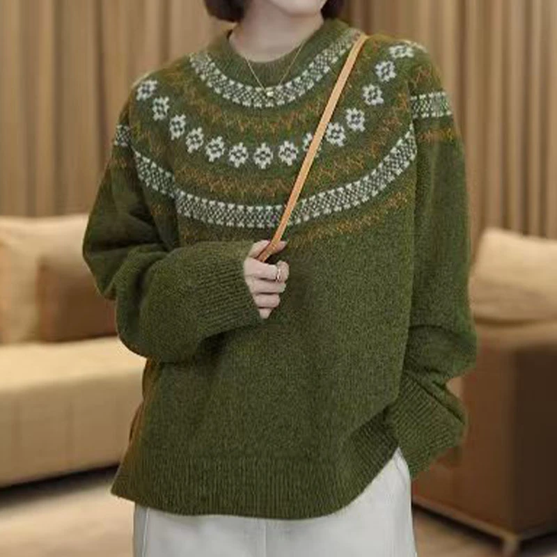 7888秋冬新款费尔岛设计宽松女装针织衫