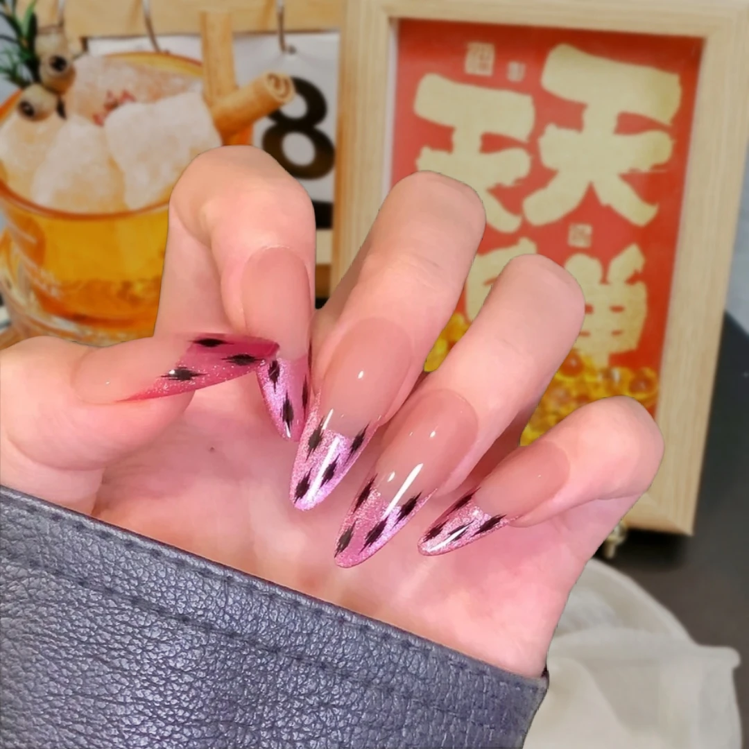 【酷辣豹】手工穿戴甲手绘豹纹猫眼甜辣风百搭设计新款美甲穿戴甲片