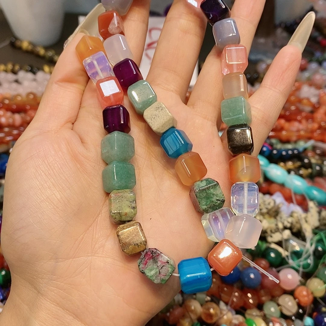 散珠玛瑙/玉髓多宝方糖一条11mm