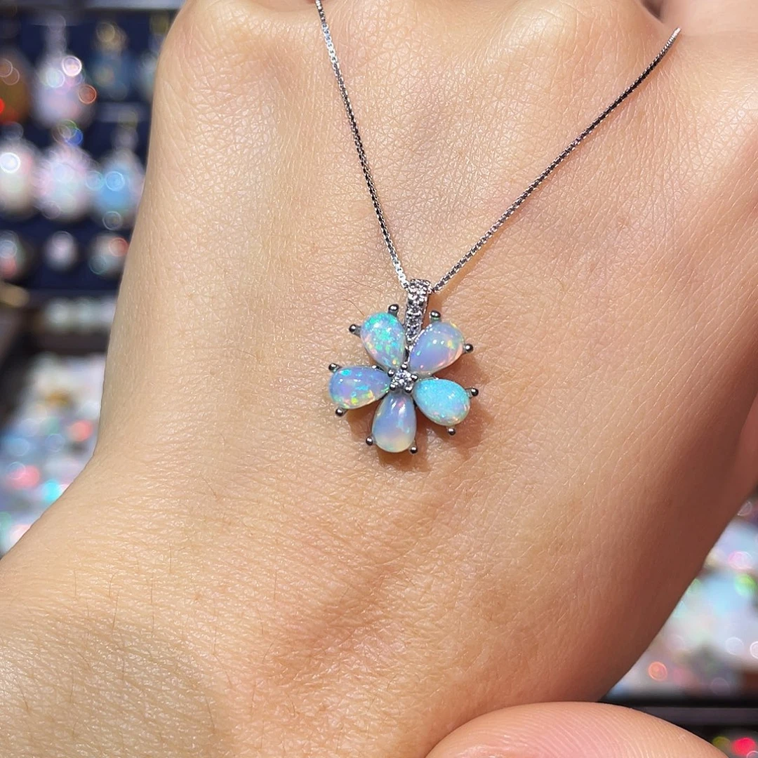 欧泊银S925镶嵌吊坠