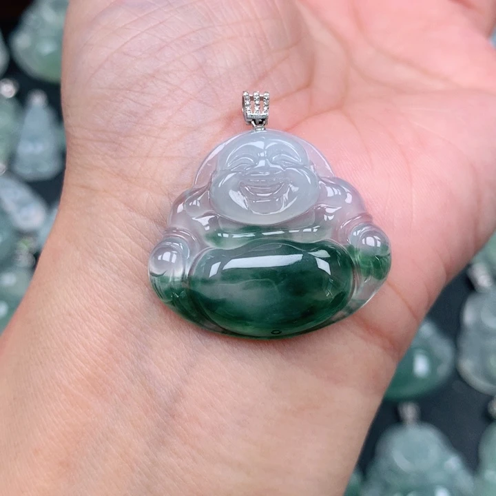 叶***姐翡翠18K金镶嵌吊坠(不含链)
