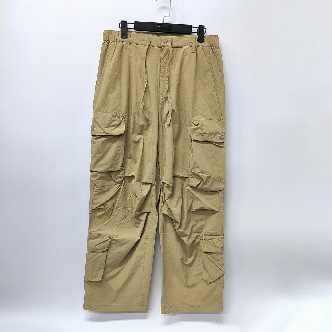 春季新款男士不规则裤子简约纯色松紧腰设计感长裤9062