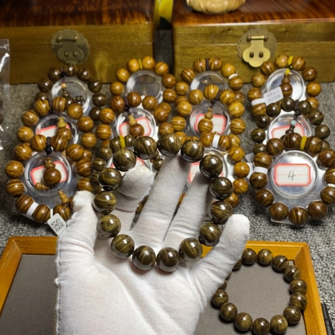 楠木（金丝楠）手串/手链阴沉绿闪电1.5