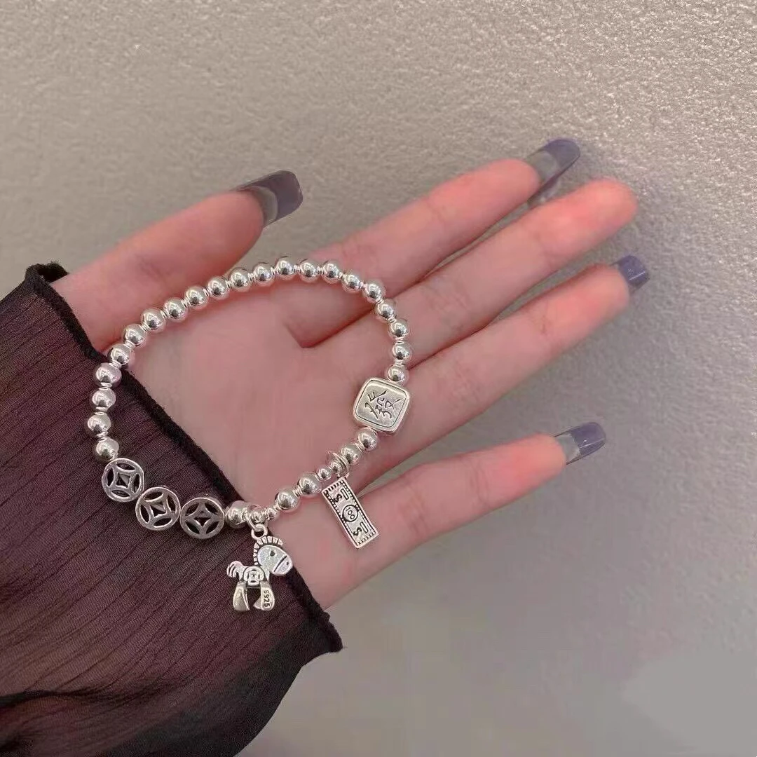 925银银制品 纯银小众马上有钱手链女轻奢高级感送女友闺蜜礼物