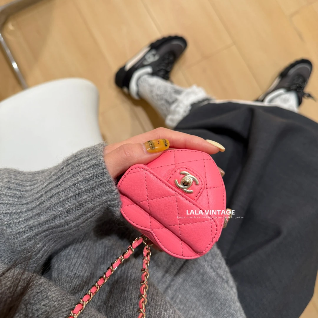 95新 Chanel/香奈儿 Chanel粉色爱心小废包mini大全套｜1790