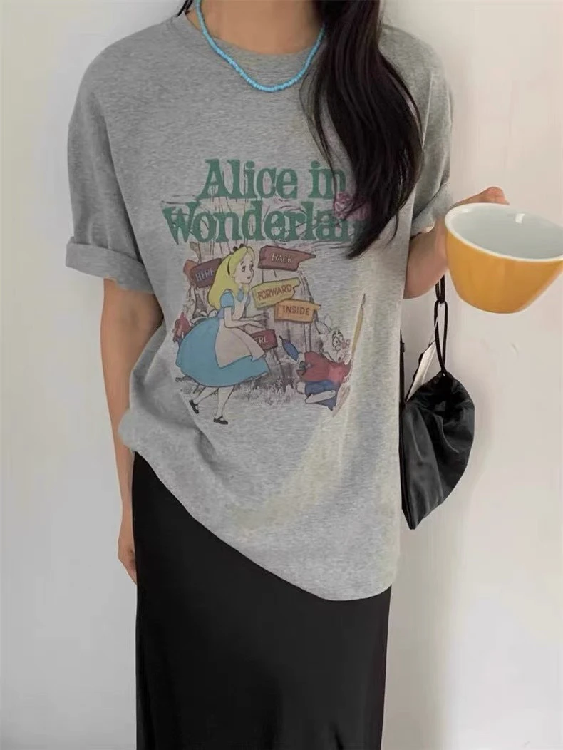 韩国单 爱丽丝高克重纯棉短袖(碱水包链)